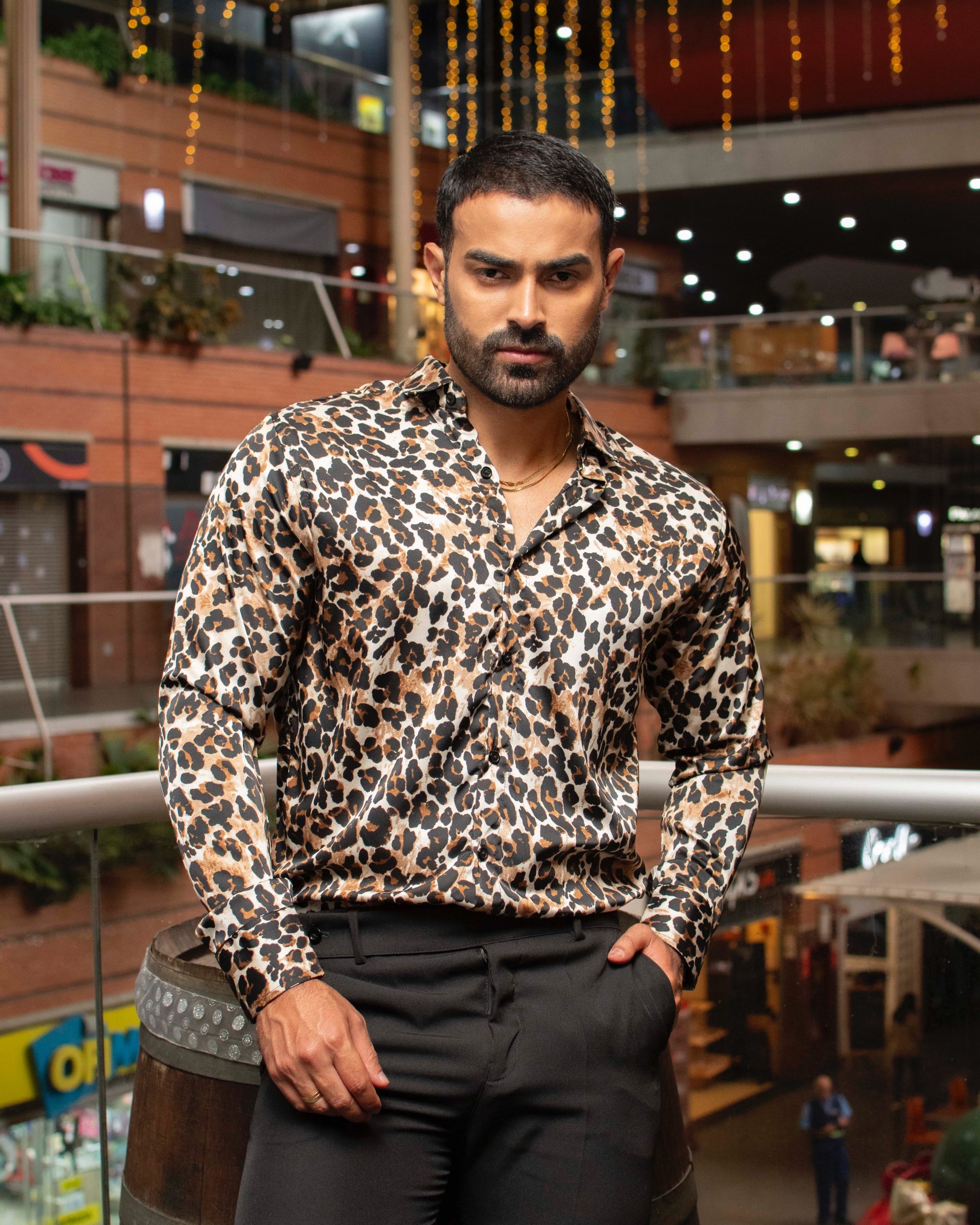 Camisa Animal Print Manga Larga