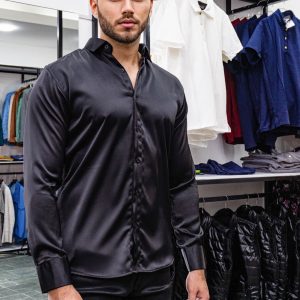 Camisa Negra Satinada